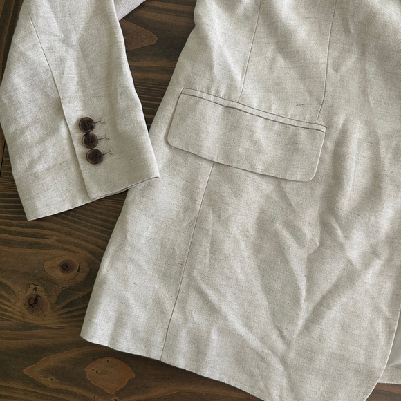 Women's LOFT Beige Linen Blend Blazer Jacket Size 6 Single Button Lightweight - Picture 5 of 10